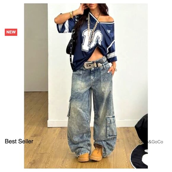 Oversized V-Neck Jersey Shirt Y2K Graphic Print Streetwear Mesh Fabric - Picture 5 of 6